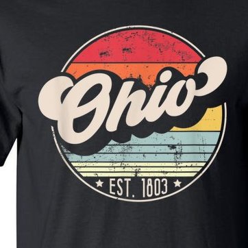 Retro Ohio Home State OH Cool 70s Style Sunset Tall T-Shirt