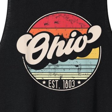 Retro Ohio Home State OH Cool 70s Style Sunset Women’s Racerback Cropped Tank