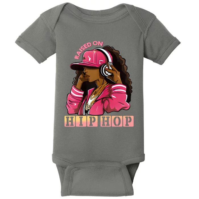 RAISED ON HIP HOP Fashion 50th Rap Anniversary Baby Bodysuit