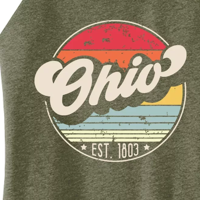 Retro Ohio Home State Oh Cool 70s Style Sunset Women’s Perfect Tri Rocker Tank