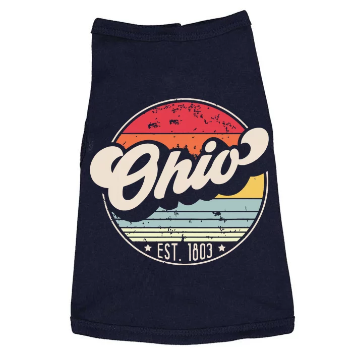 Retro Ohio Home State Oh Cool 70s Style Sunset Doggie Tank