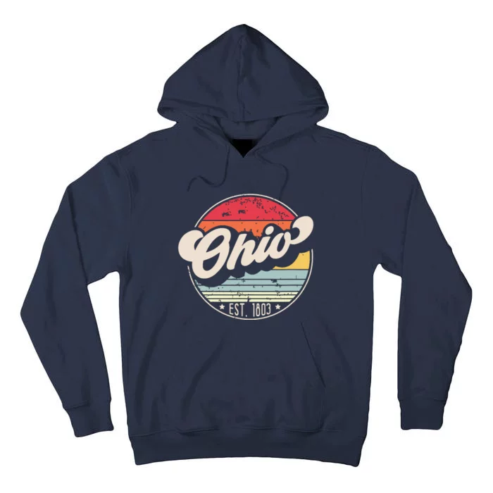 Retro Ohio Home State Oh Cool 70s Style Sunset Tall Hoodie