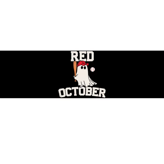 Red October Halloween Ghost Playing Baseball Bumper Sticker