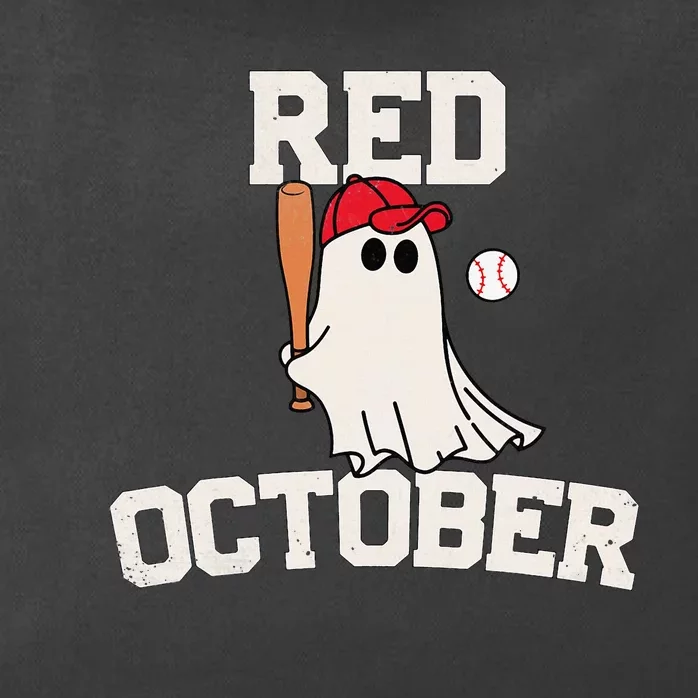 Red October Halloween Ghost Playing Baseball Zip Tote Bag