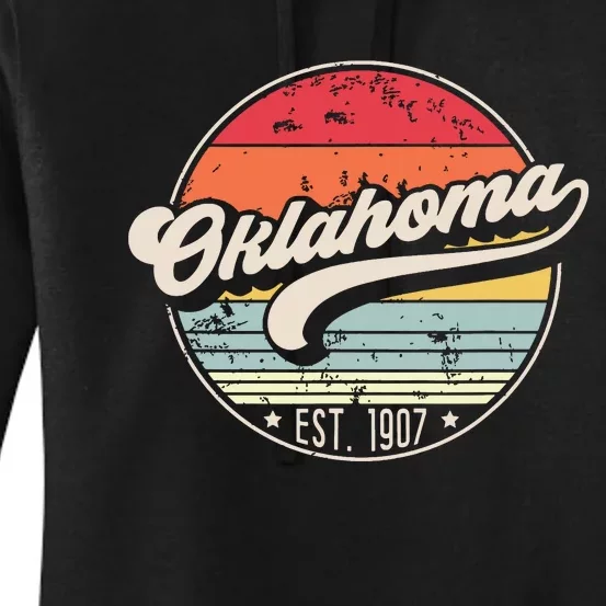 Retro Oklahoma Home State Ok Cool 70s Style Sunset Women's Pullover Hoodie