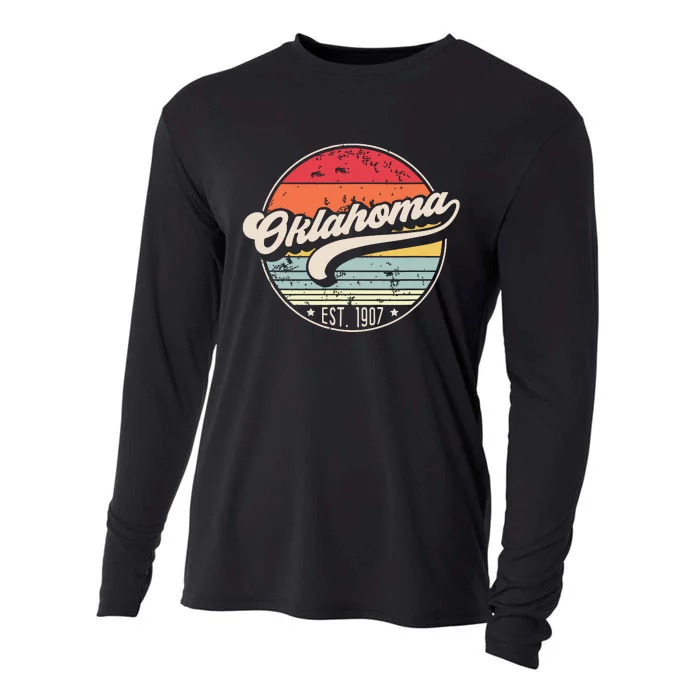 Retro Oklahoma Home State Ok Cool 70s Style Sunset Cooling Performance Long Sleeve Crew