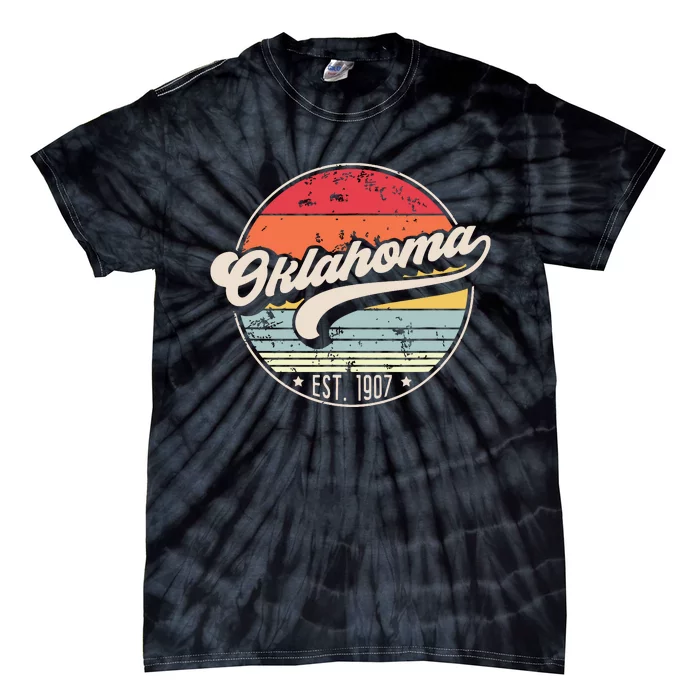 Retro Oklahoma Home State Ok Cool 70s Style Sunset Tie-Dye T-Shirt