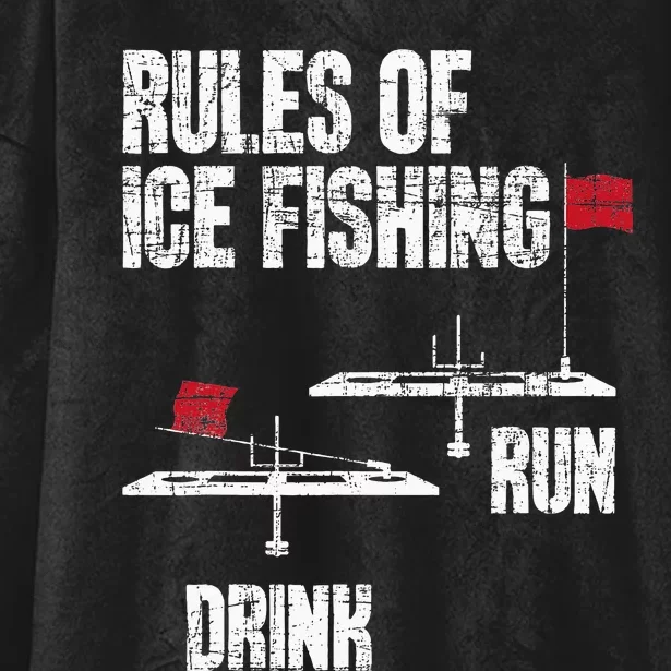 Rules Of Ice Fishing Ice Fisher Fisherman Hooded Wearable Blanket