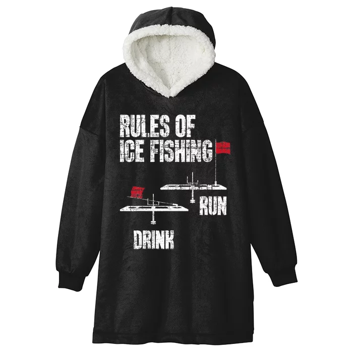 Rules Of Ice Fishing Ice Fisher Fisherman Hooded Wearable Blanket