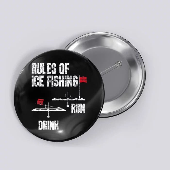 Rules Of Ice Fishing Ice Fisher Fisherman Button