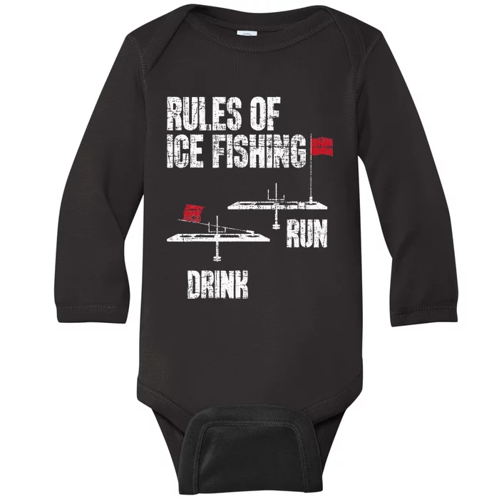 Rules Of Ice Fishing Ice Fisher Fisherman Baby Long Sleeve Bodysuit