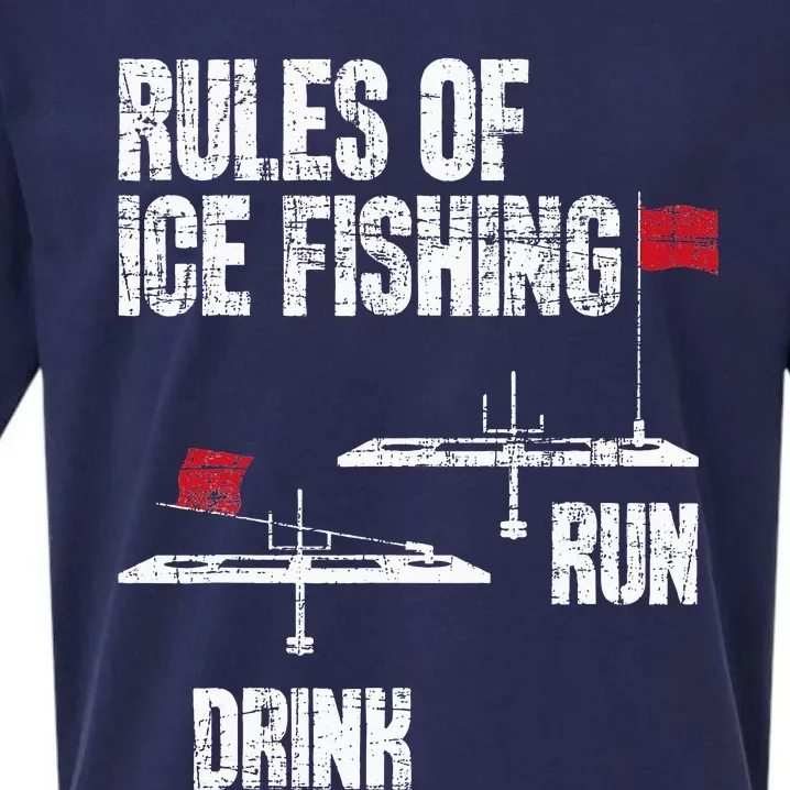 Rules Of Ice Fishing Ice Fisher Fisherman Sueded Cloud Jersey T-Shirt