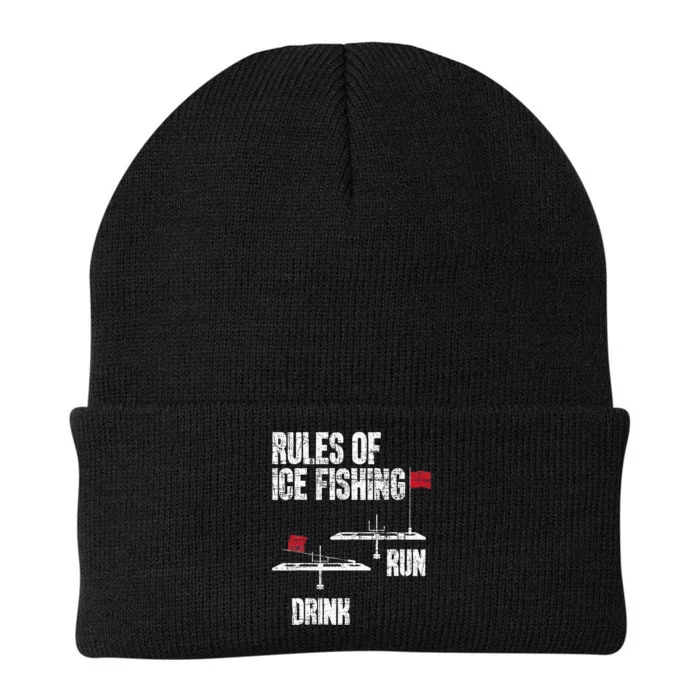 Rules Of Ice Fishing - Ice Fisher Fisherman Fishing Knit Cap Winter Beanie