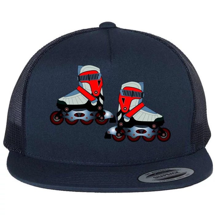 Roller Blades Flat Bill Trucker Hat