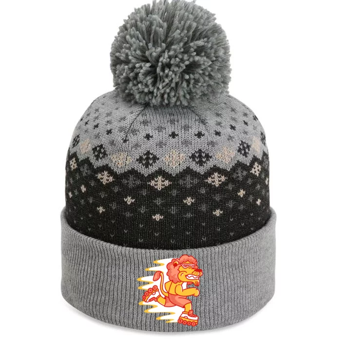 Rollerskating Lion The Baniff Cuffed Pom Beanie