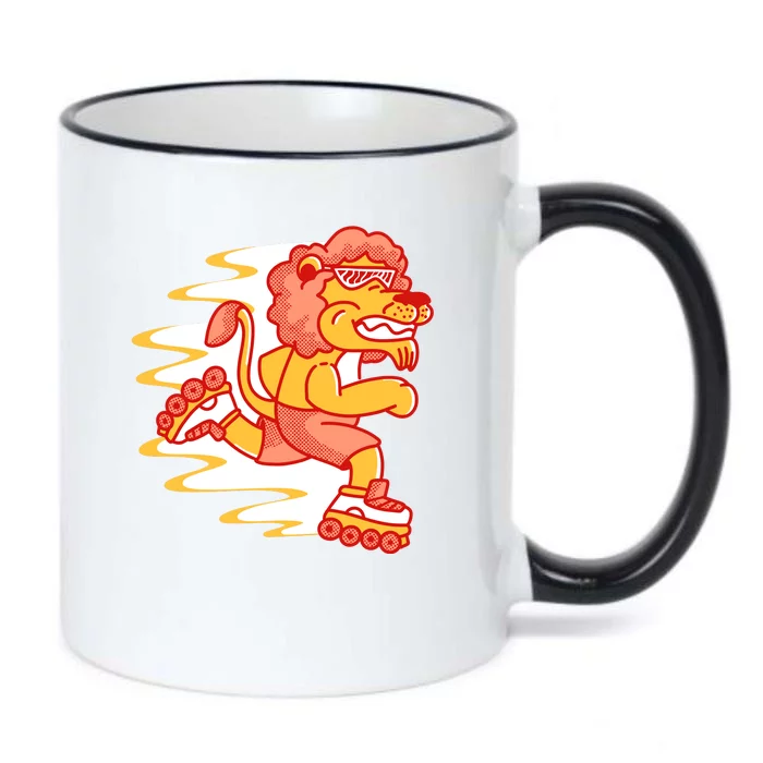 Rollerskating Lion Black Color Changing Mug