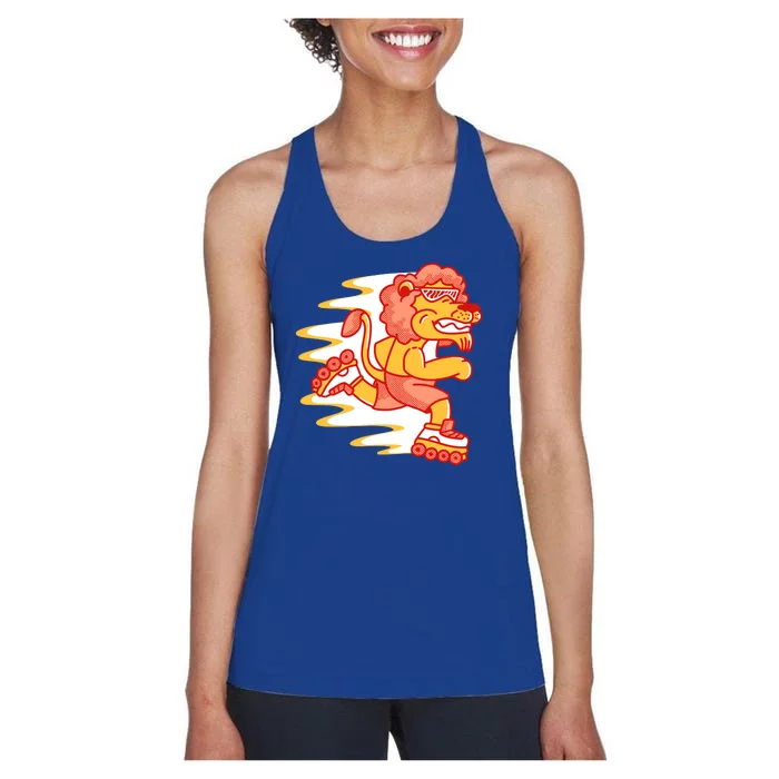 Rollerskating Lion Women's Racerback Tank