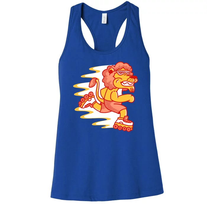 Rollerskating Lion Women's Racerback Tank