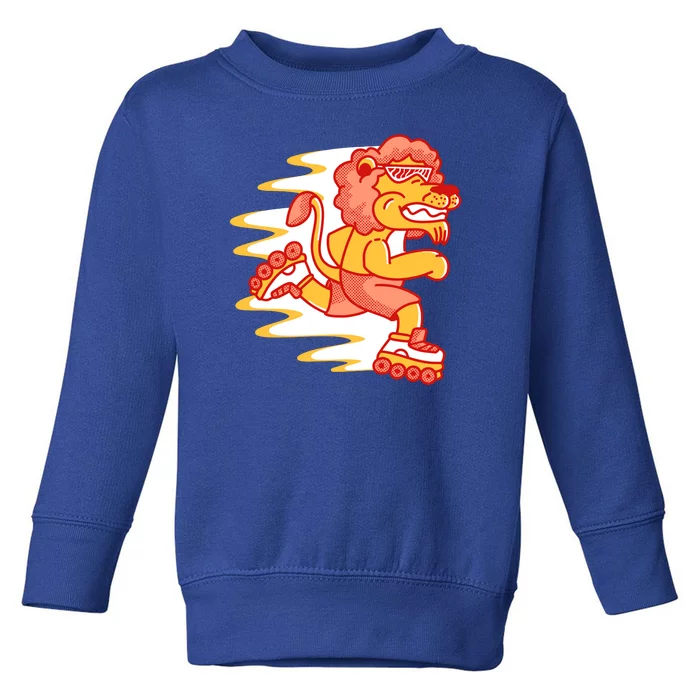 Rollerskating Lion Toddler Sweatshirt