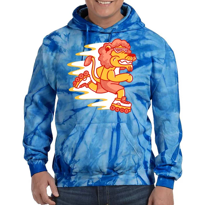 Rollerskating Lion Tie Dye Hoodie