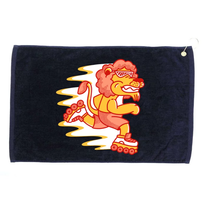 Rollerskating Lion Grommeted Golf Towel