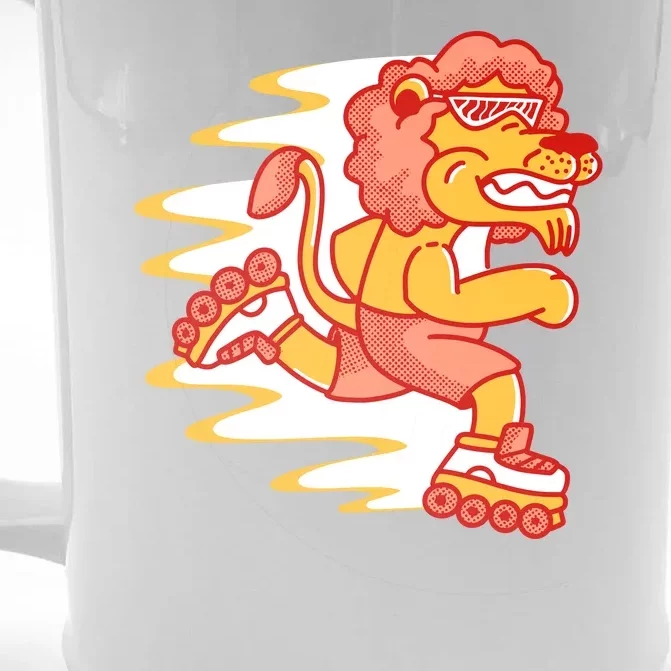 Rollerskating Lion Front & Back Beer Stein