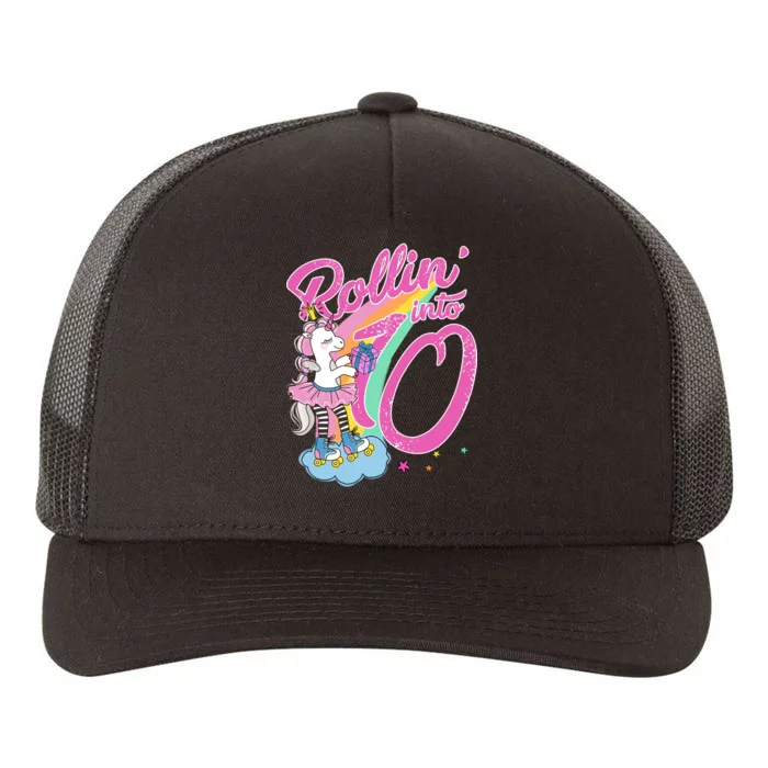 Rollin' Into 10 Skating Unicorn Birthday Yupoong Adult 5-Panel Trucker Hat