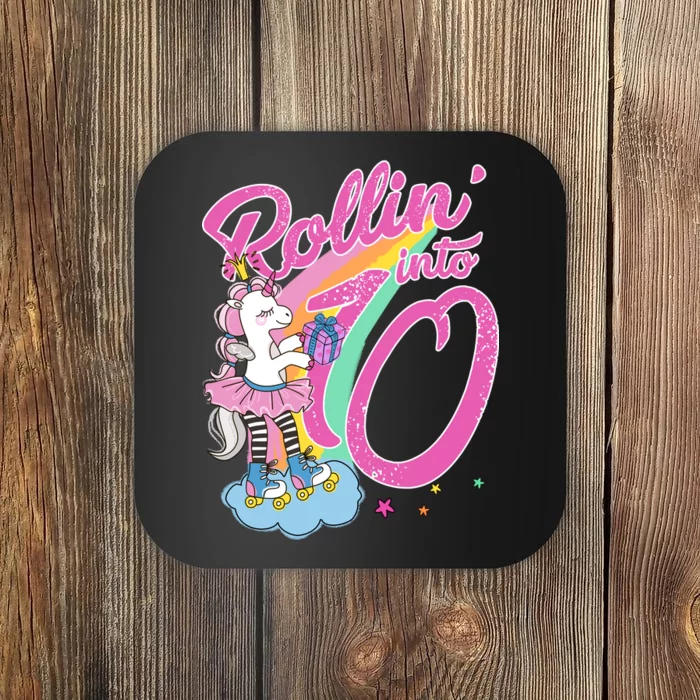 Rollin' Into 10 Skating Unicorn Birthday Coaster