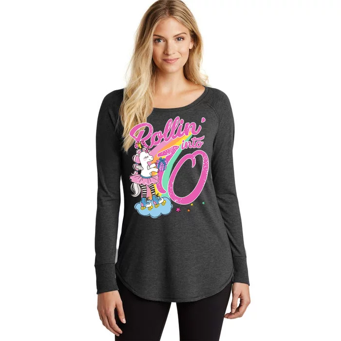 Rollin' Into 10 Skating Unicorn Birthday Women's Perfect Tri Tunic Long Sleeve Shirt