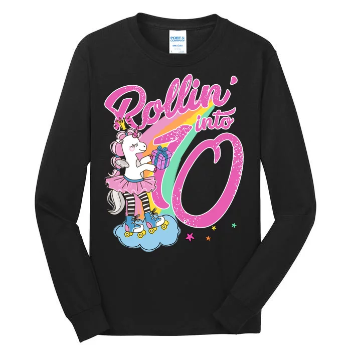 Rollin' Into 10 Skating Unicorn Birthday Tall Long Sleeve T-Shirt