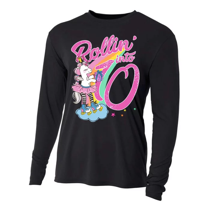 Rollin' Into 10 Skating Unicorn Birthday Cooling Performance Long Sleeve Crew