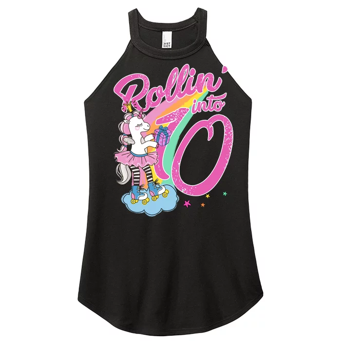 Rollin' Into 10 Skating Unicorn Birthday Women’s Perfect Tri Rocker Tank