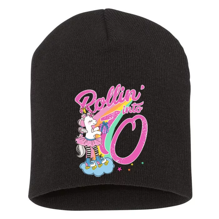 Rollin' Into 10 Skating Unicorn Birthday Short Acrylic Beanie