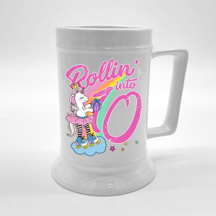 Rollin' Into 10 Skating Unicorn Birthday Front & Back Beer Stein