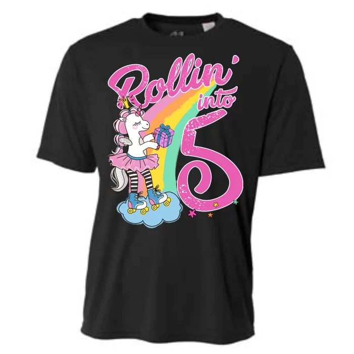 Rollin' Into 5 Skating Unicorn Cooling Performance Crew T-Shirt