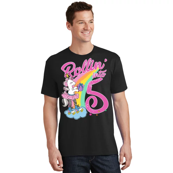 Rollin' Into 5 Skating Unicorn T-Shirt