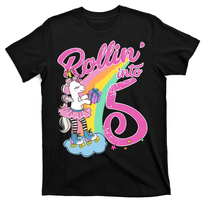 Rollin' Into 5 Skating Unicorn T-Shirt