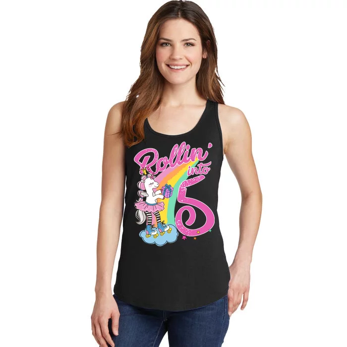 Rollin' Into 5 Skating Unicorn Ladies Essential Tank