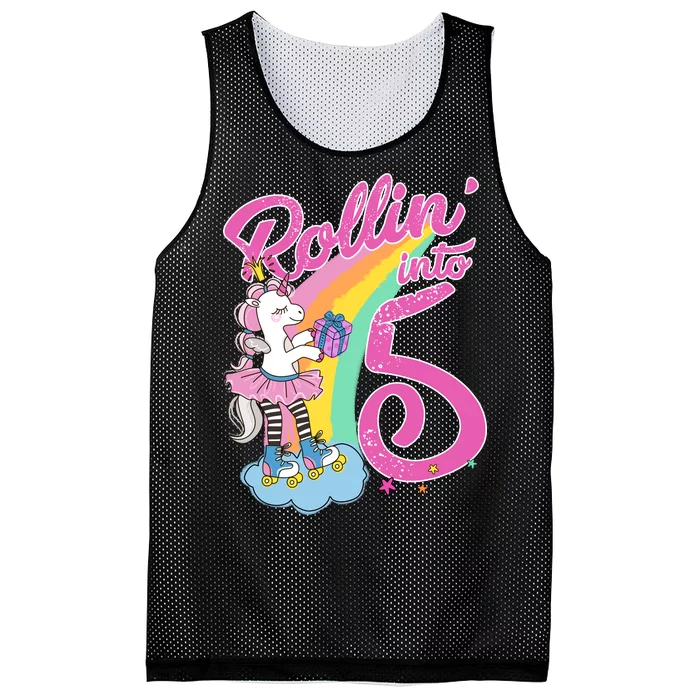 Rollin' Into 5 Skating Unicorn Mesh Reversible Basketball Jersey Tank