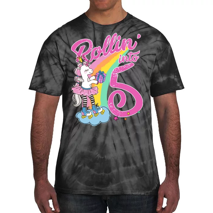 Rollin' Into 5 Skating Unicorn Tie-Dye T-Shirt