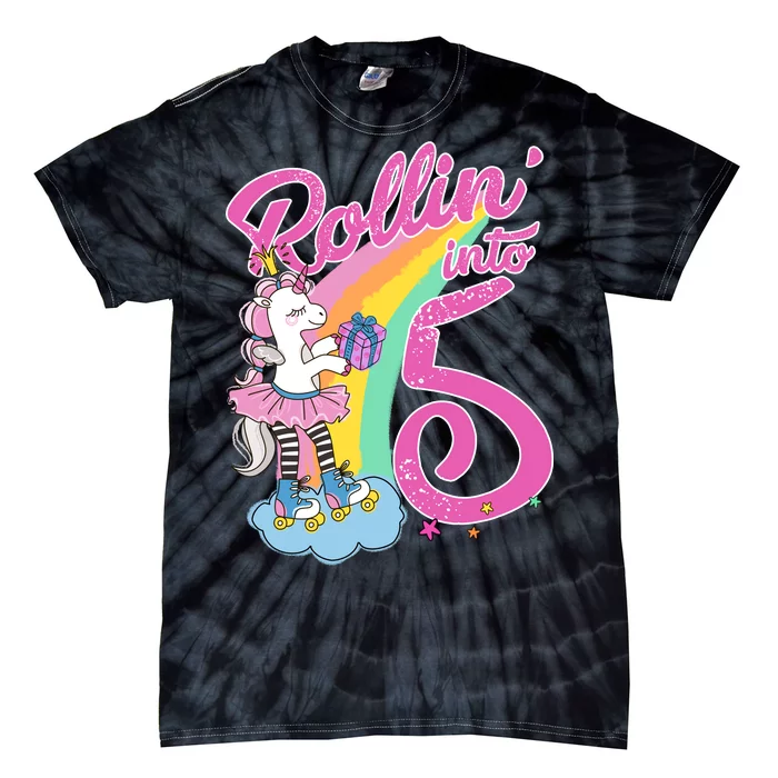 Rollin' Into 5 Skating Unicorn Tie-Dye T-Shirt