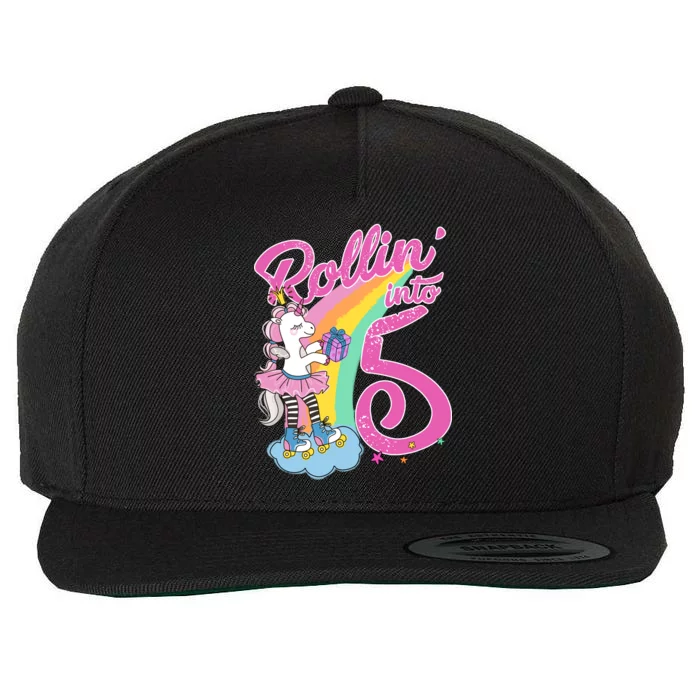 Rollin' Into 5 Skating Unicorn Wool Snapback Cap