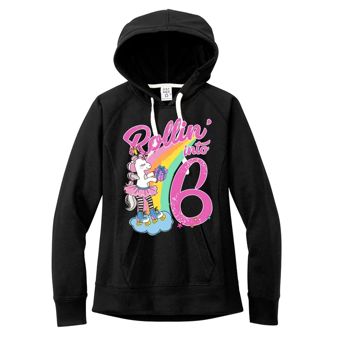 Rollin' Into 6 Skating Unicorn Women's Fleece Hoodie