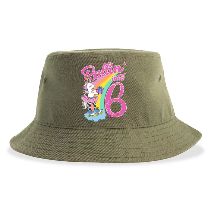 Rollin' Into 6 Skating Unicorn Sustainable Bucket Hat