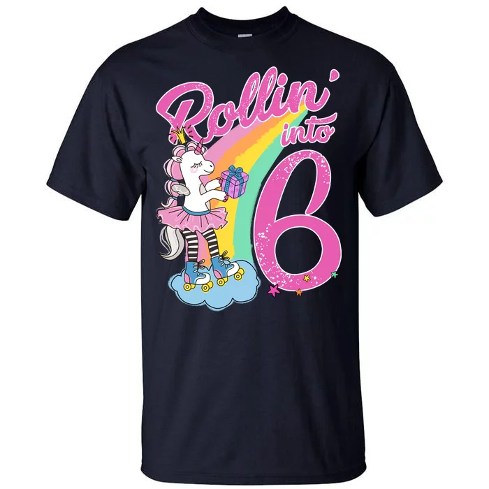 Rollin' Into 6 Skating Unicorn Tall T-Shirt