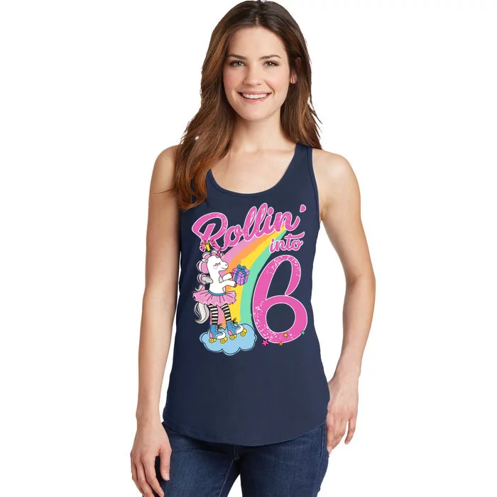 Rollin' Into 6 Skating Unicorn Ladies Essential Tank