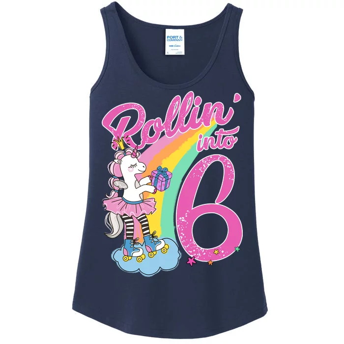 Rollin' Into 6 Skating Unicorn Ladies Essential Tank