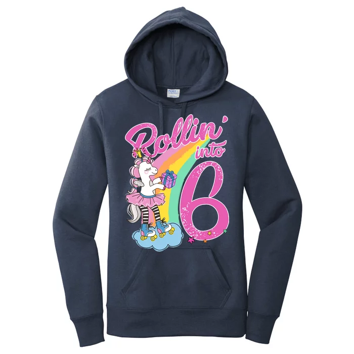 Rollin' Into 6 Skating Unicorn Women's Pullover Hoodie