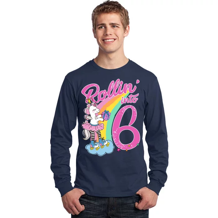 Rollin' Into 6 Skating Unicorn Tall Long Sleeve T-Shirt