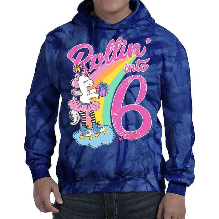 Rollin' Into 6 Skating Unicorn Tie Dye Hoodie